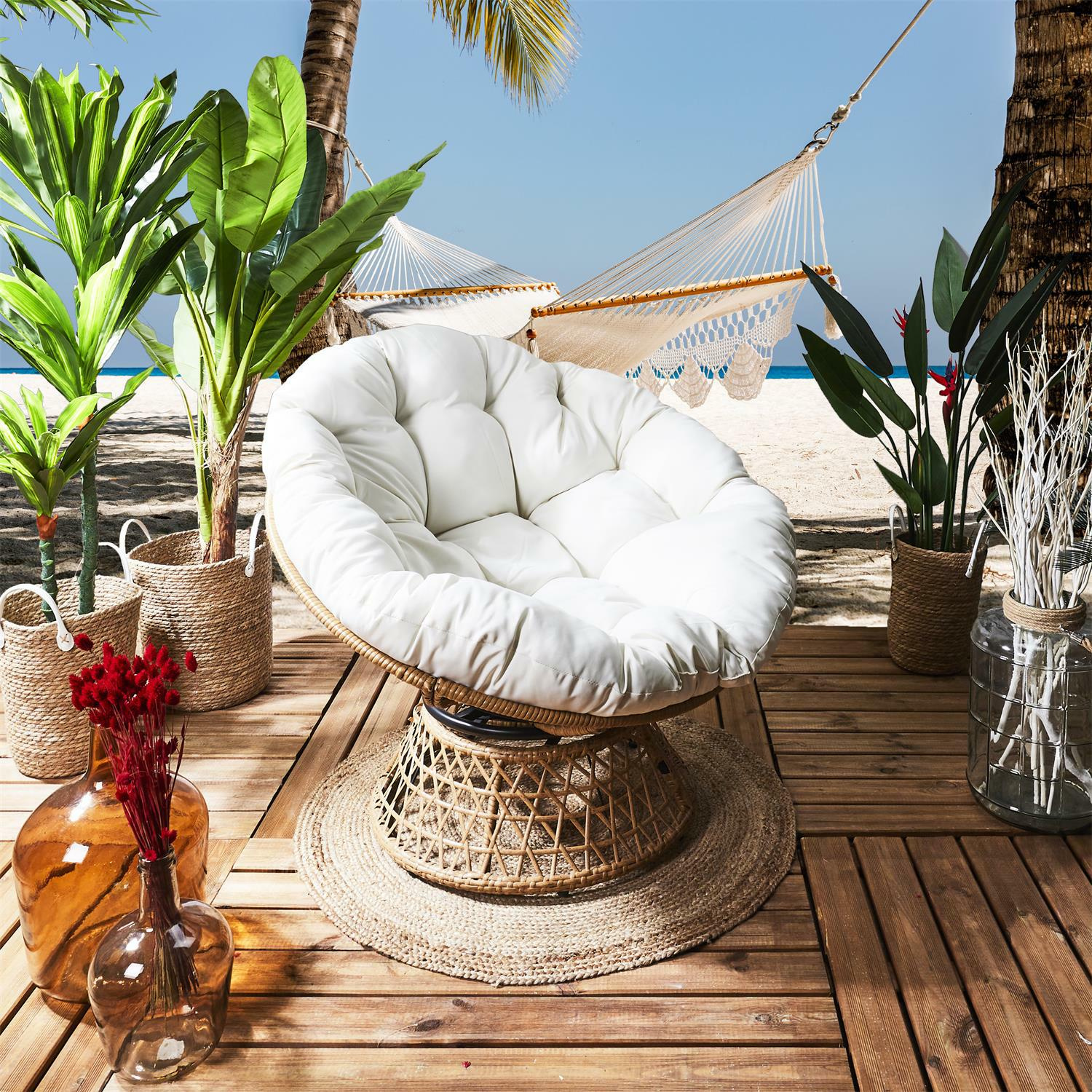 Fotel Cancun biały/ naturalny obrotowy - obrazek 3