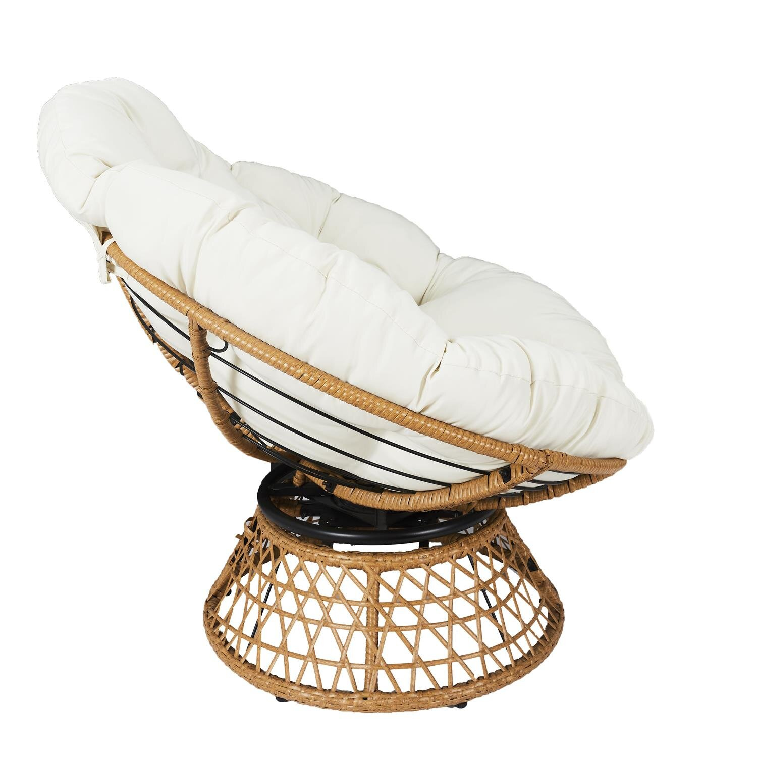 Fotel Cancun biały/ naturalny obrotowy - obrazek 4