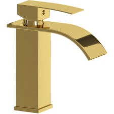 Bateria umywalkowa niska YUTA 02 złoty połysk