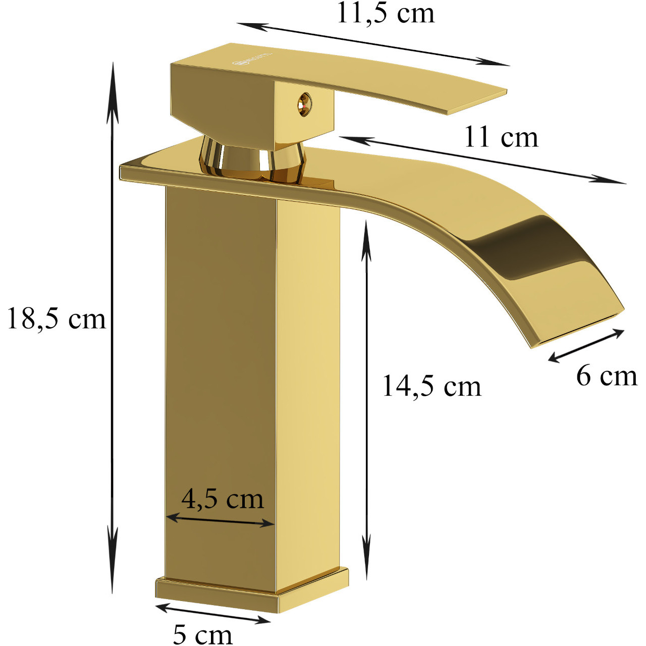 Bateria umywalkowa niska YUTA 02 złoty połysk - obrazek 5