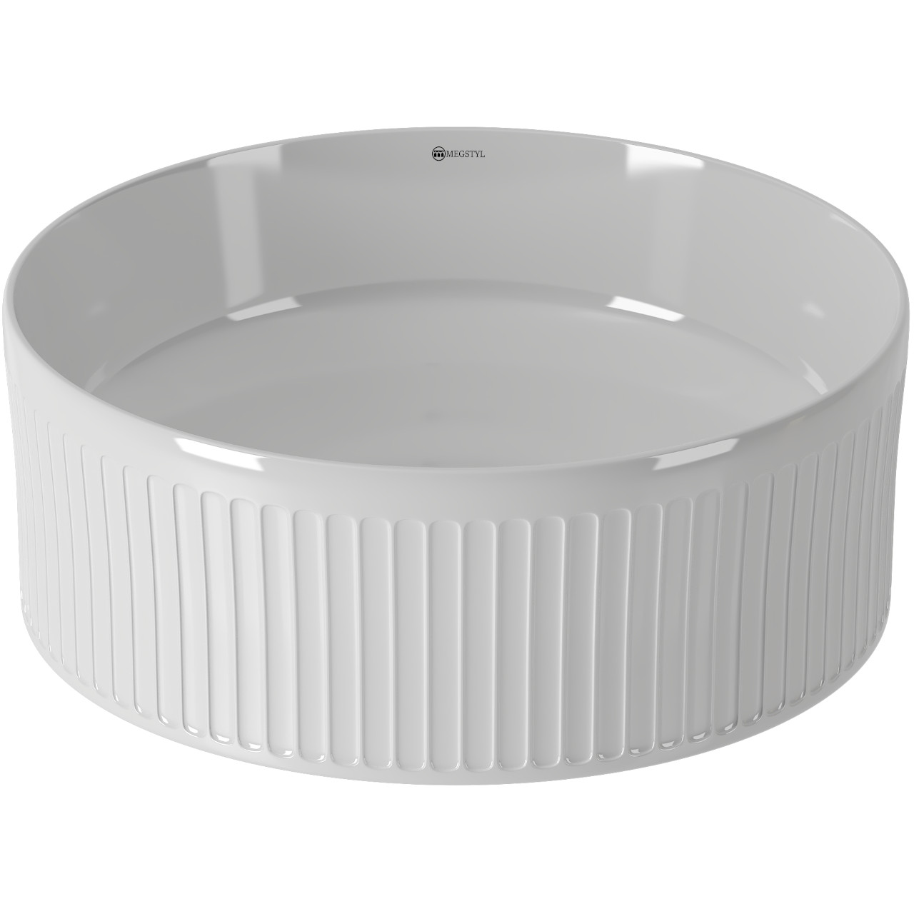 Umywalka nablatowa ryflowana VIRA 37cm biała do łazienki