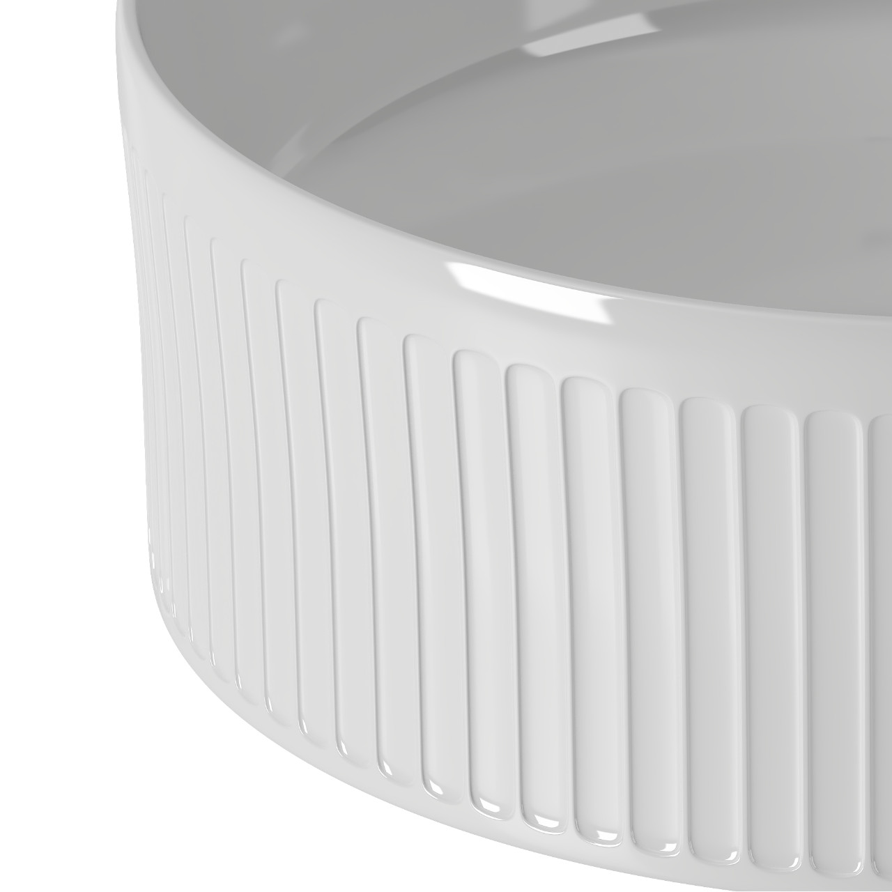 Umywalka nablatowa ryflowana VIRA 37cm biała do łazienki - obrazek 4