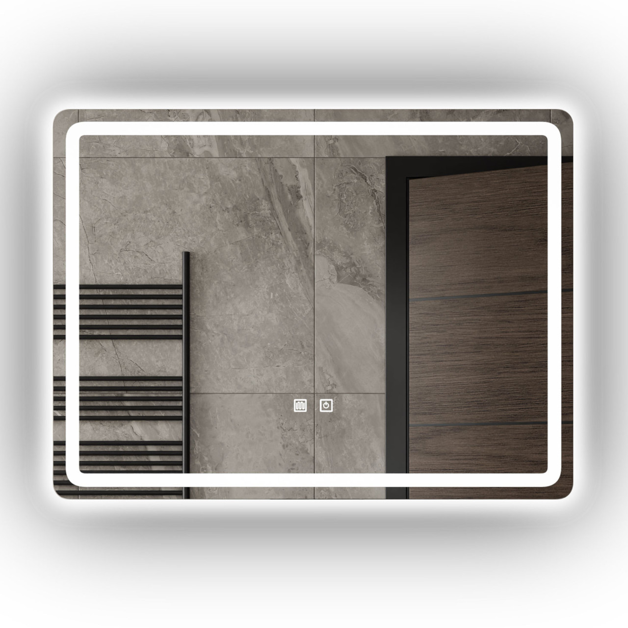 Lustro łazienkowe prostokątne VENTO 80x60cm z oświetleniem LED antypara