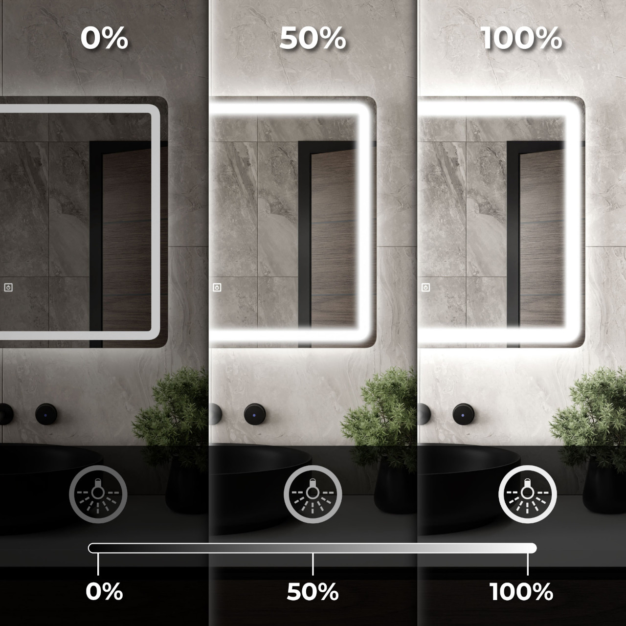 Lustro łazienkowe prostokątne VENTO 80x60cm z oświetleniem LED antypara - obrazek 6