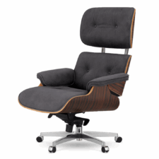 Fotel biurowy Lucera NEW Velvet Ciemnoszary SWAN-13 – fornir Ebony, obrotowa podstawa na kółkach