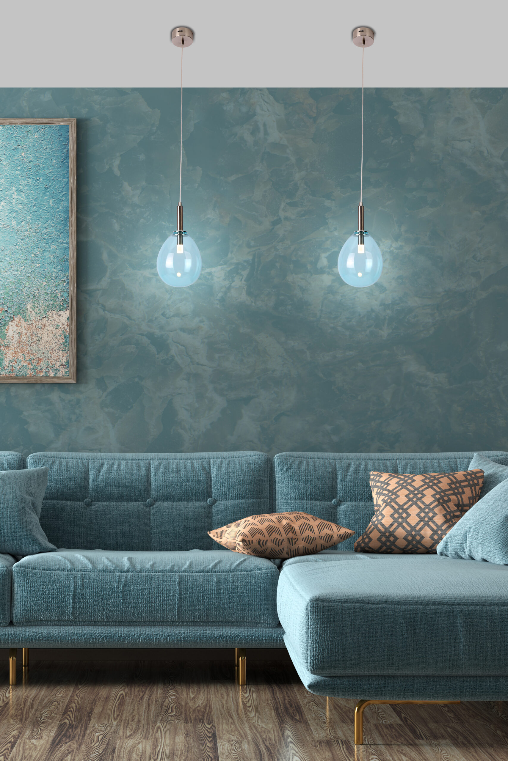 LAMPA WISZĄCA LUKKA 1 CHROMOWY NIEBIESKI - obrazek 7