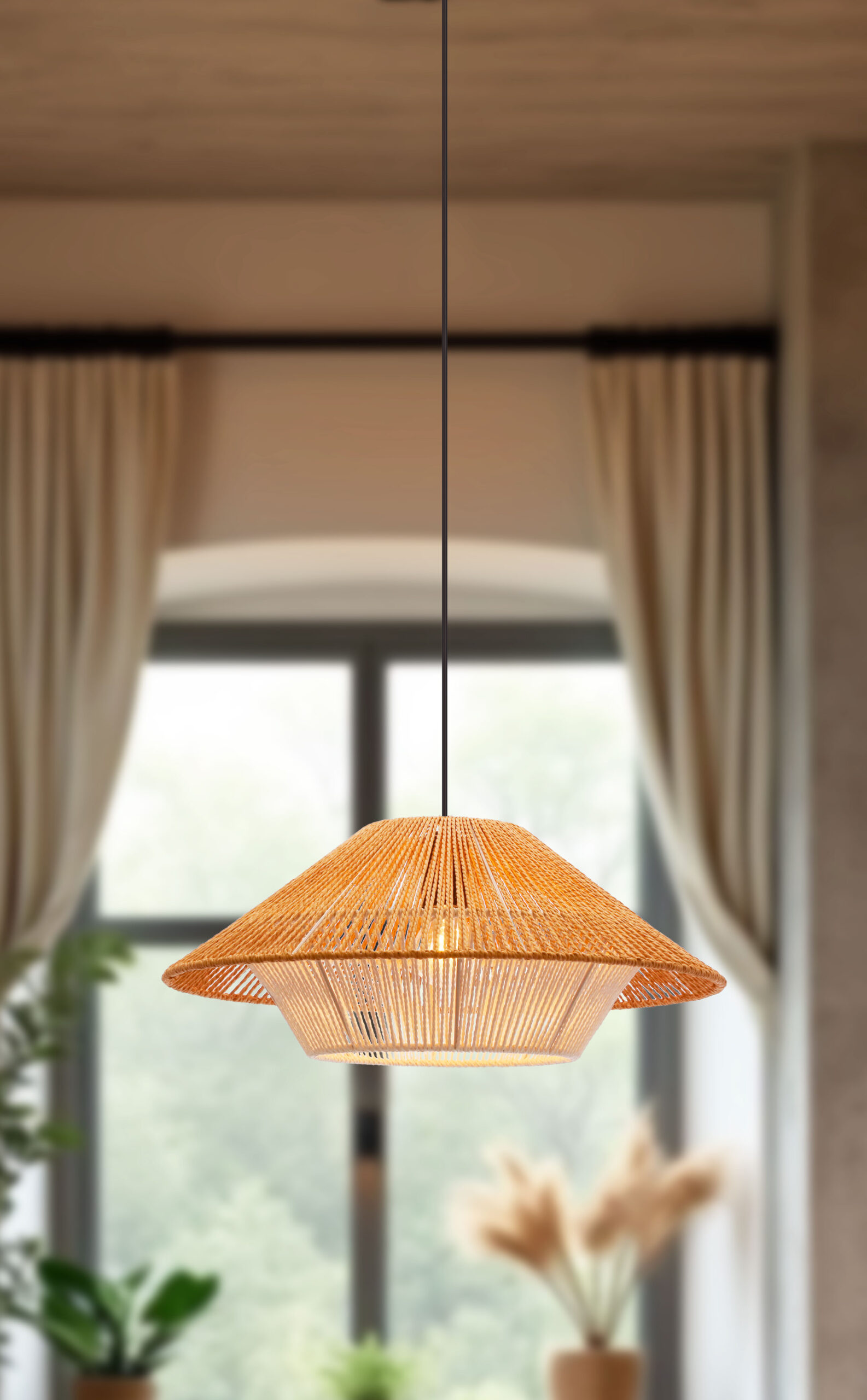 Africa lampa wisząca 50 czarny 1x40W E27 abażur beżowy+biały - obrazek 3