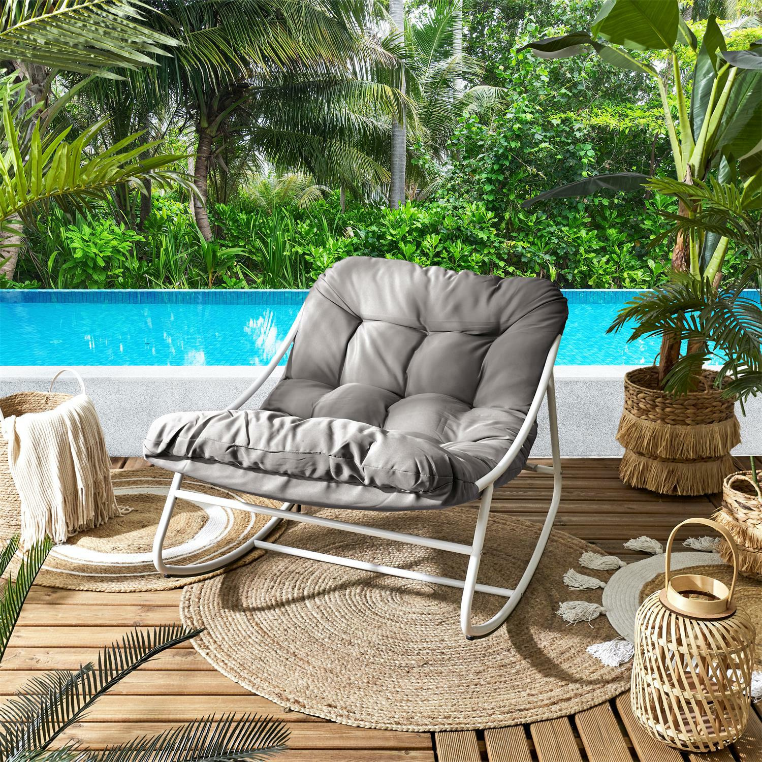 Fotel ogrodowy bujany Tenerife szary ( Rozmiar: uniwersalny ) - obrazek 3