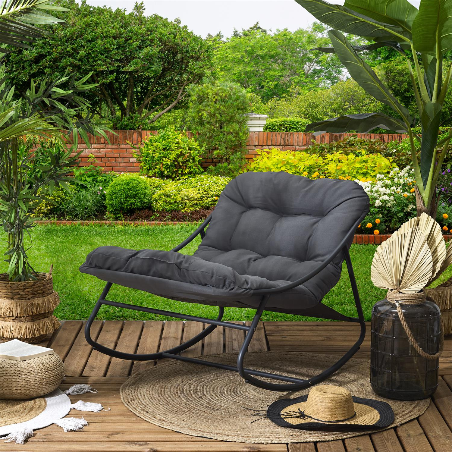 Fotel ogrodowy bujany Tenerife szary ( Rozmiar: uniwersalny ) - obrazek 7