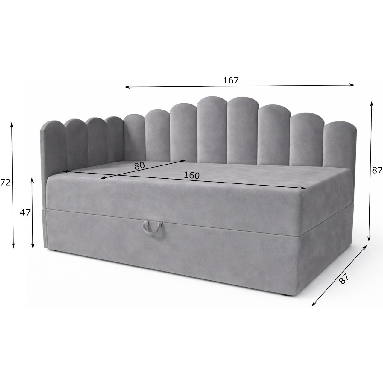 Łóżko dziecięce tapicerowane 80x160 NELA royal 33 lewe - obrazek 5