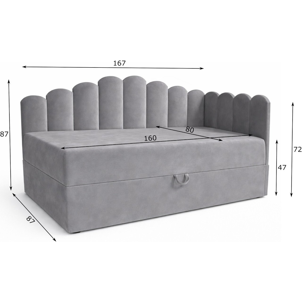 Łóżko dziecięce tapicerowane 80x160 NELA royal 14 prawe - obrazek 5