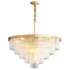 Lampa wisząca ICELAND 60 cm - mosiądz, szkło kryształowe