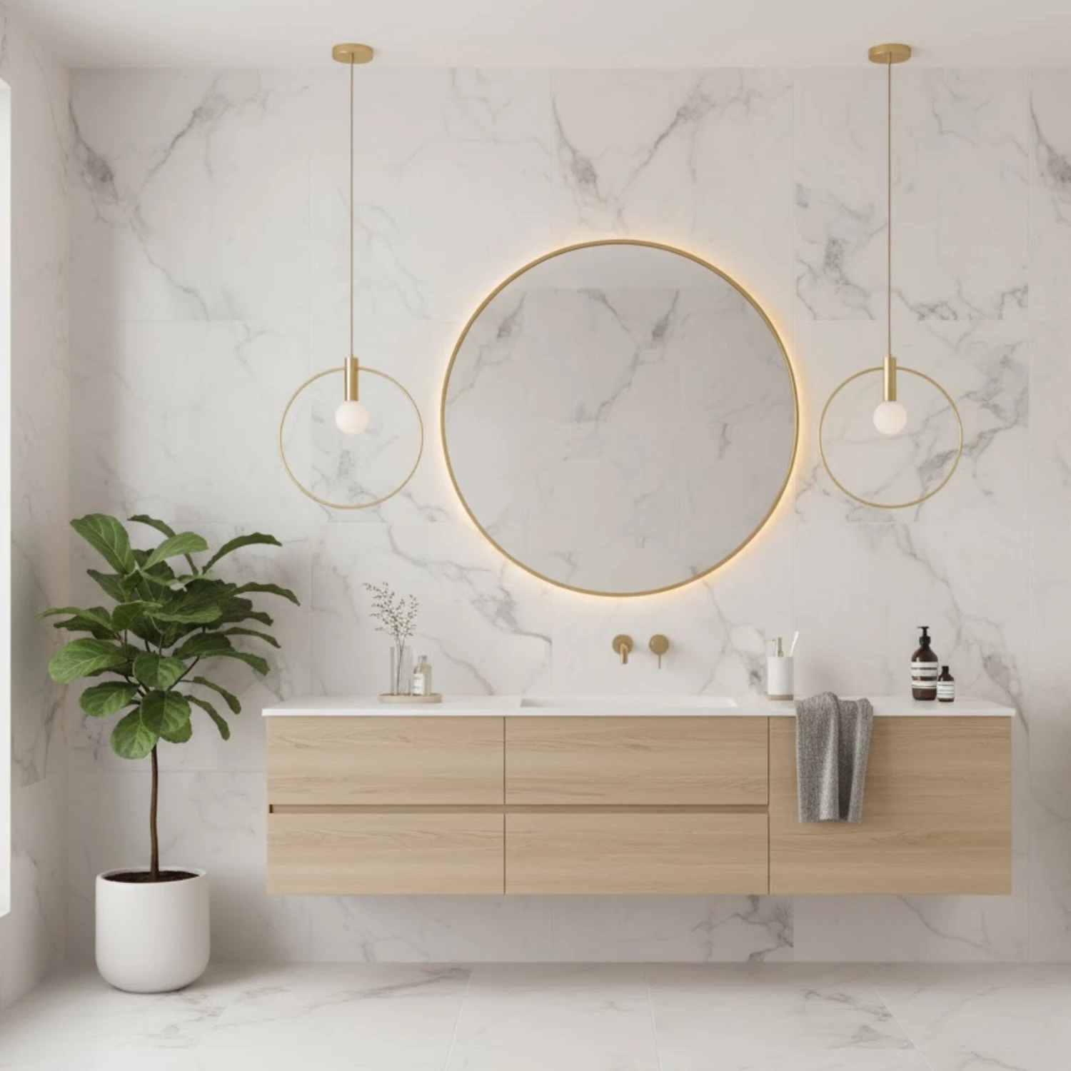 Lampa wisząca BELLA 25- 25 cm, złoty ring - obrazek 4