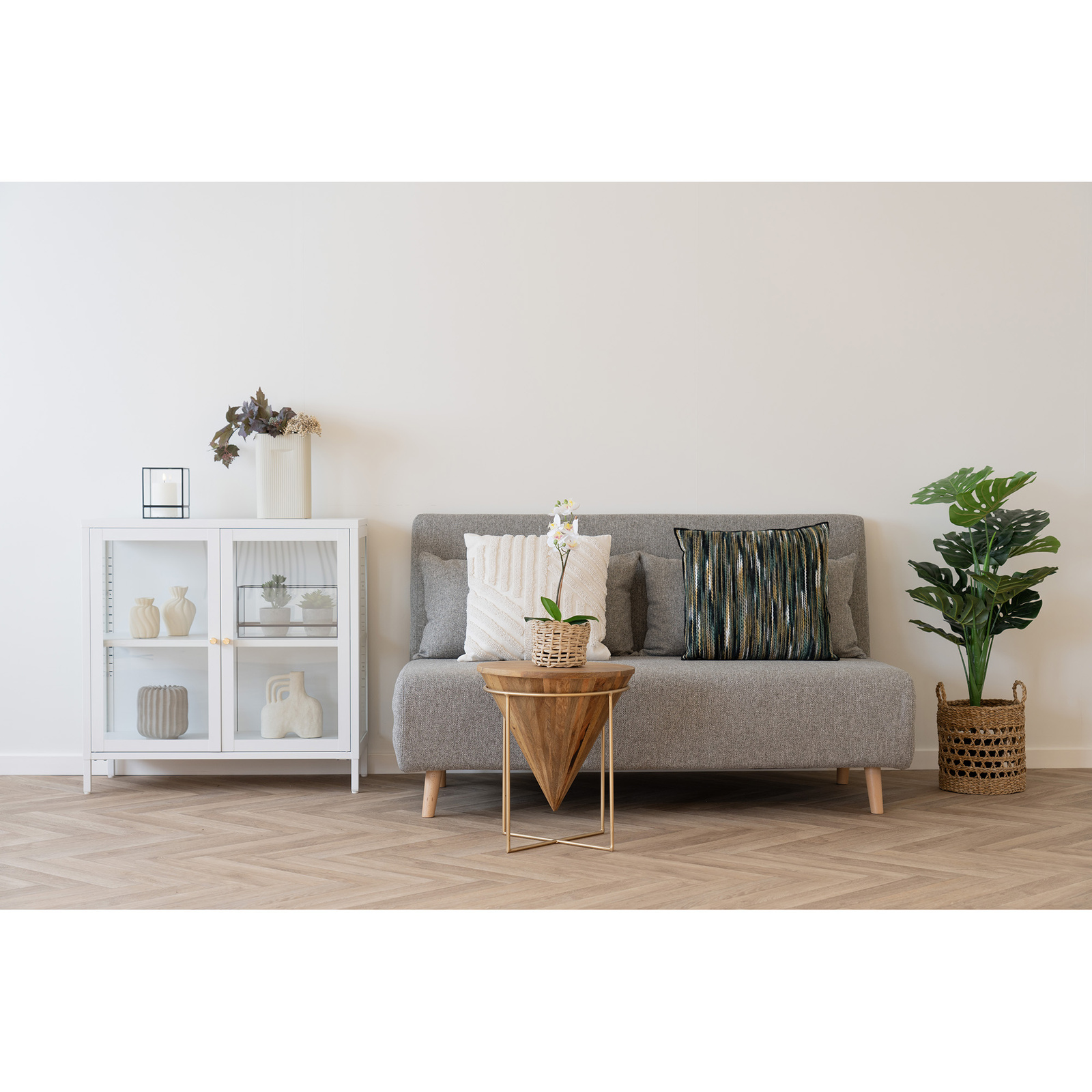 Szafka Dalby 2 szklane drzwi biała - obrazek 3