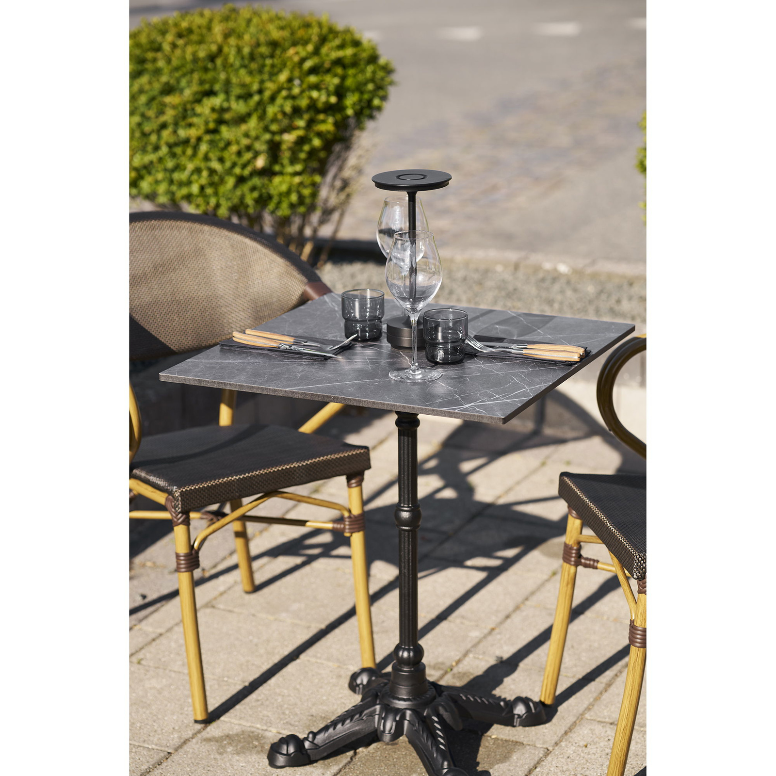 Stół Bistro ciemnoszary marmur , żeliwne - obrazek 6