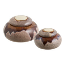 Zestaw 2 słoi ceramicznych, brązowe