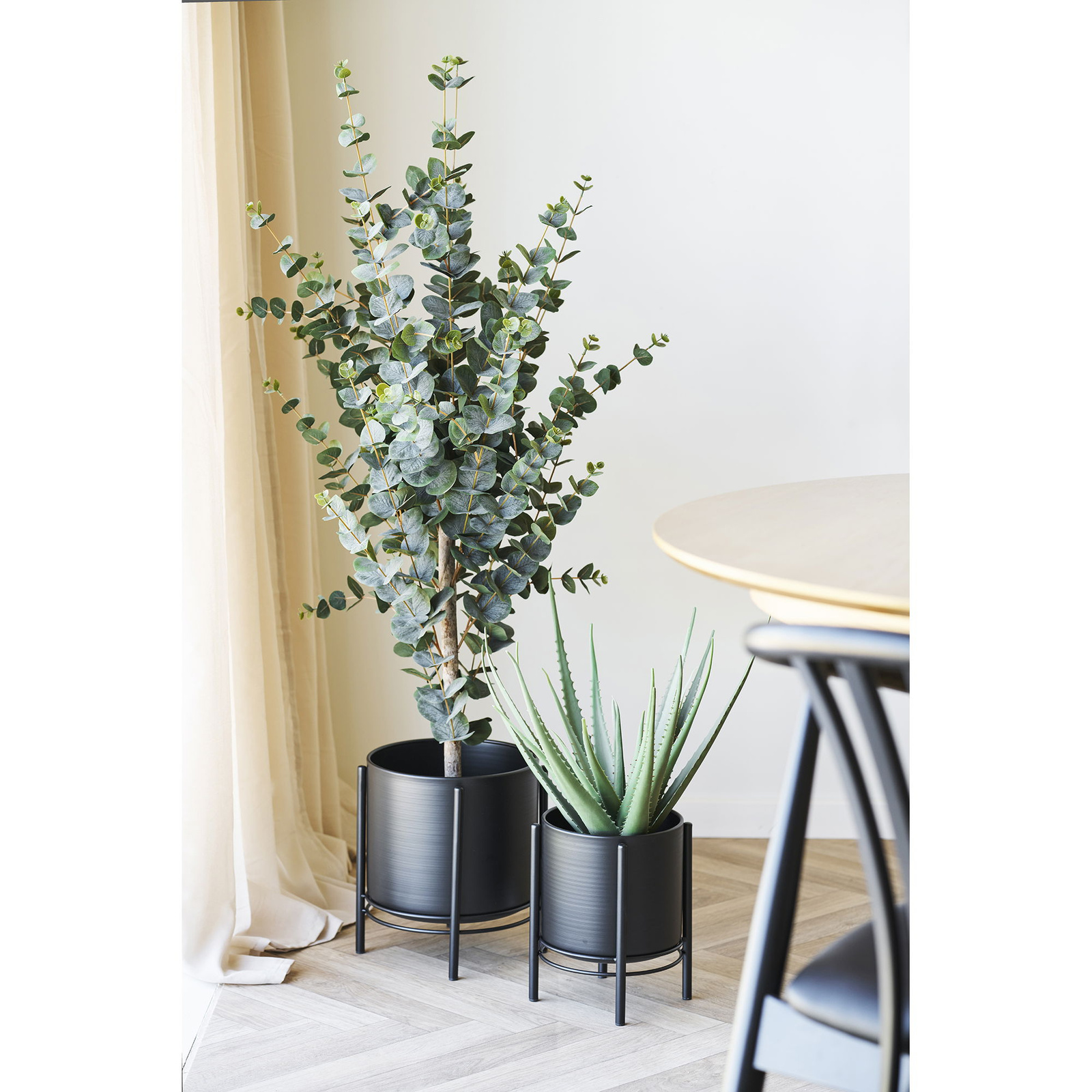 Zestaw 2 doniczek stal, czarne - obrazek 3