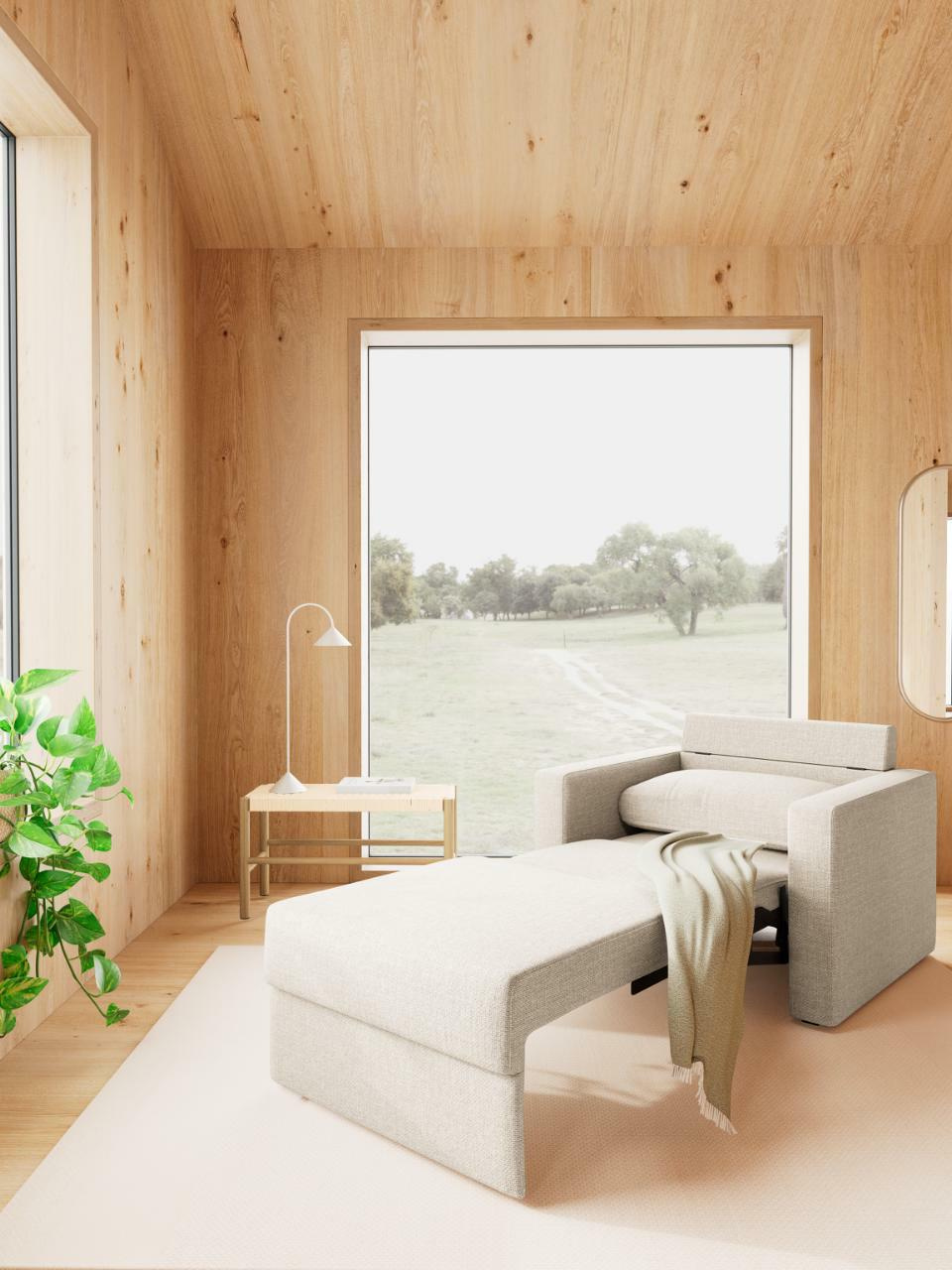 Fotel z funkcją spania Fleury beżowy - obrazek 3