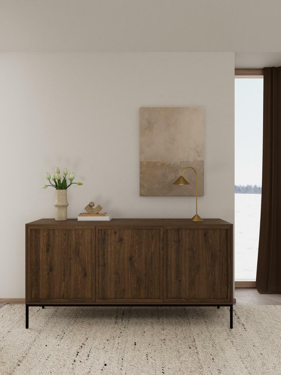 Komoda niska Palmdale dąb dymiony - obrazek 3