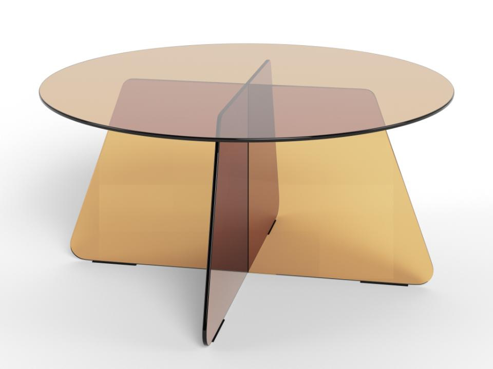 Stolik kawowy Samos 80cm brązowe szkło - obrazek 5