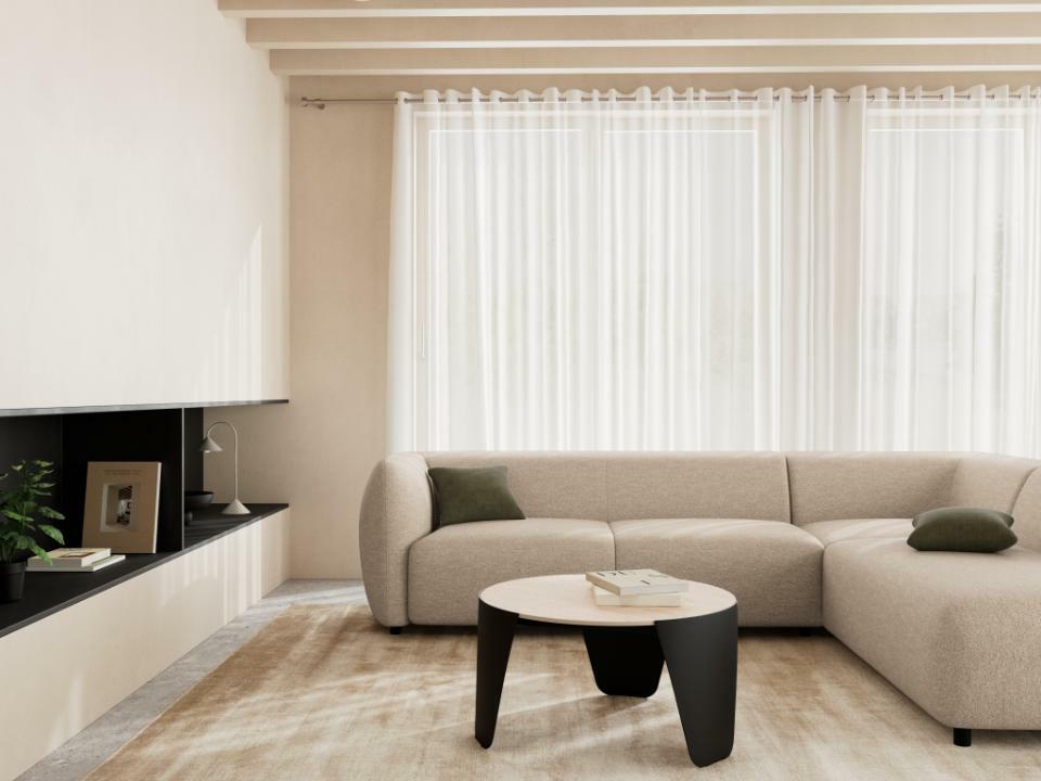 Stolik kawowy Altea trawertyn/czarny - obrazek 3