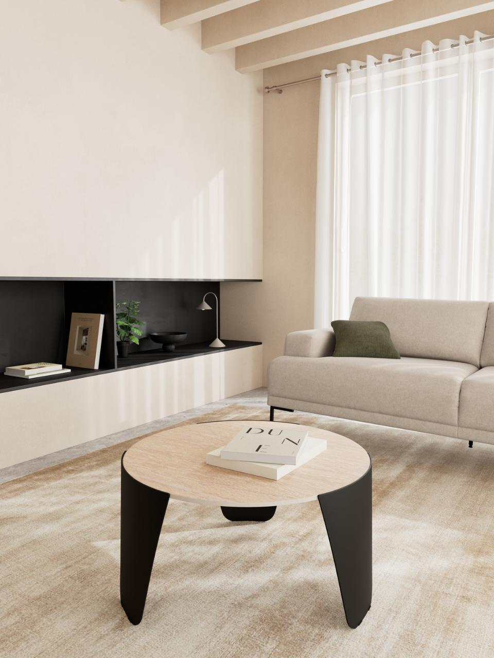 Stolik kawowy Altea trawertyn/czarny - obrazek 4