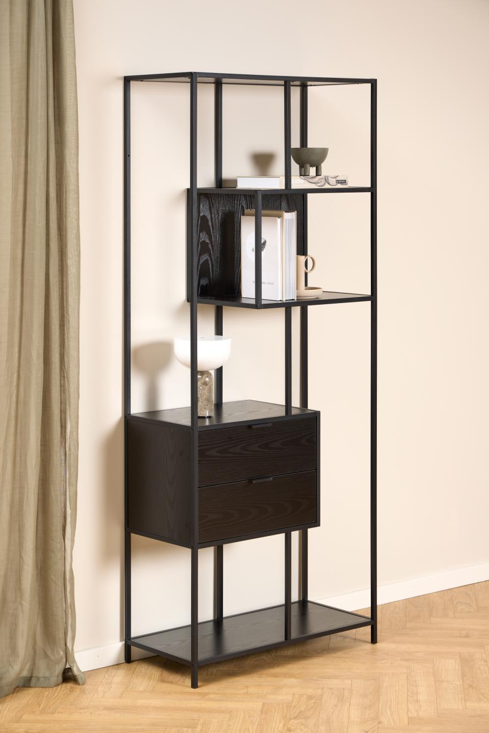 Regał Seaford II z 2 szufladami czarny - obrazek 3