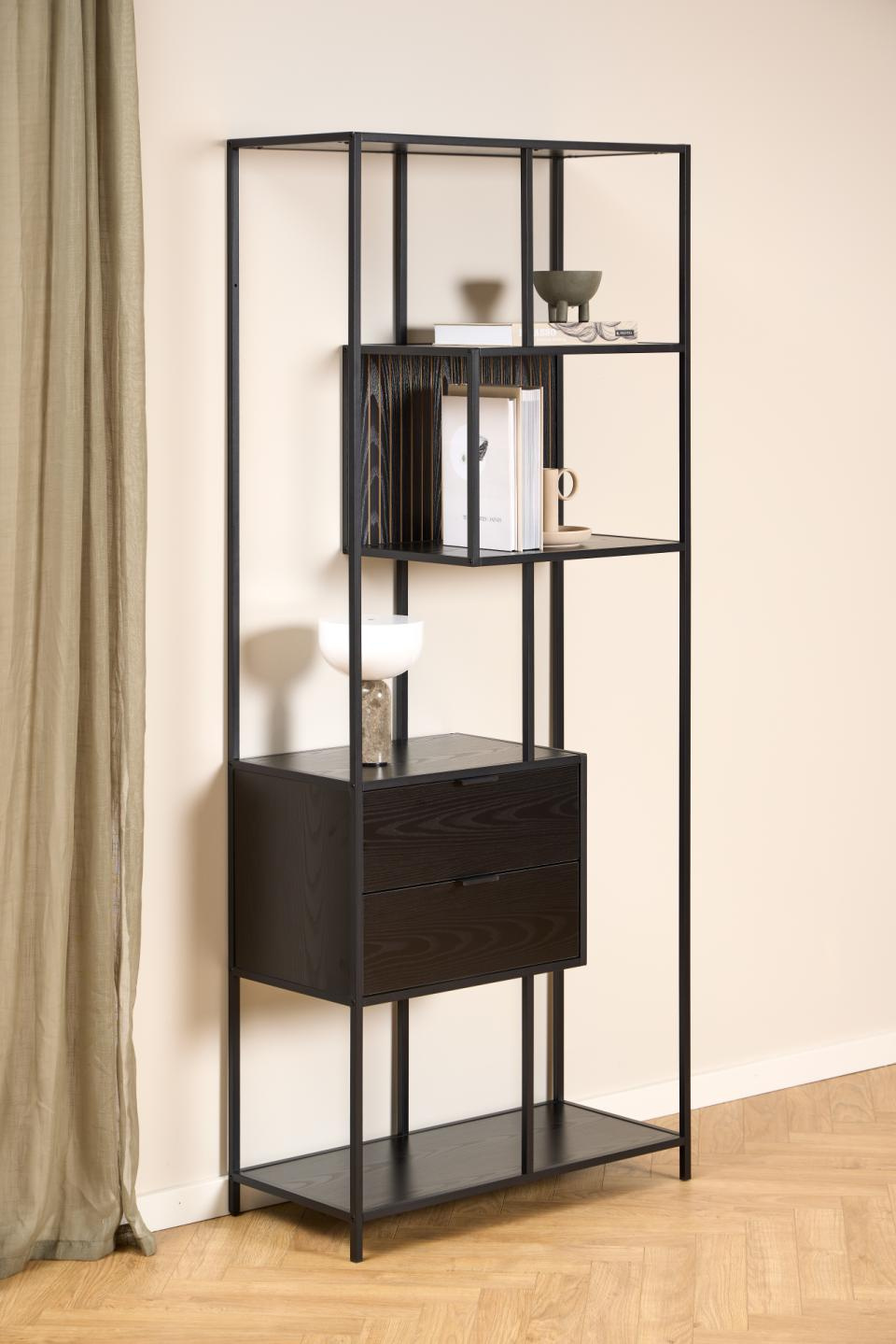 Regał Seaford II z 2 szufladami czarny - obrazek 4