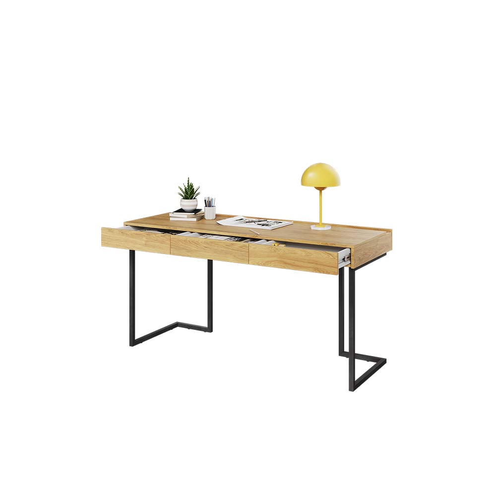 Biurko 150 3s wolnostojące hikora naturalna/raw steel TEEN FLEX TF04 +TF15 - obrazek 4