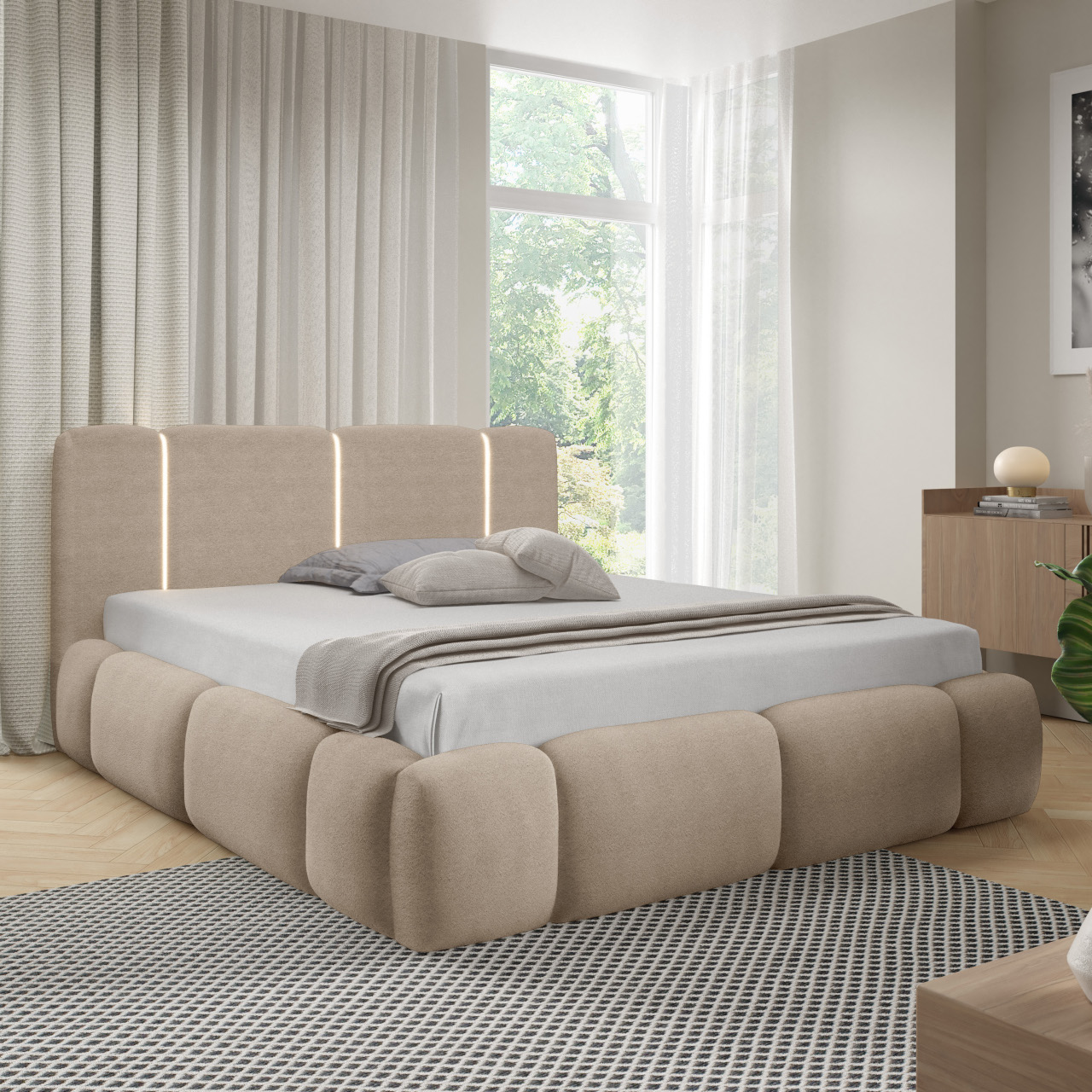 Łóżko tapicerowane z oświetleniem LED LEVAN 180x200 lambi 06 - obrazek 7