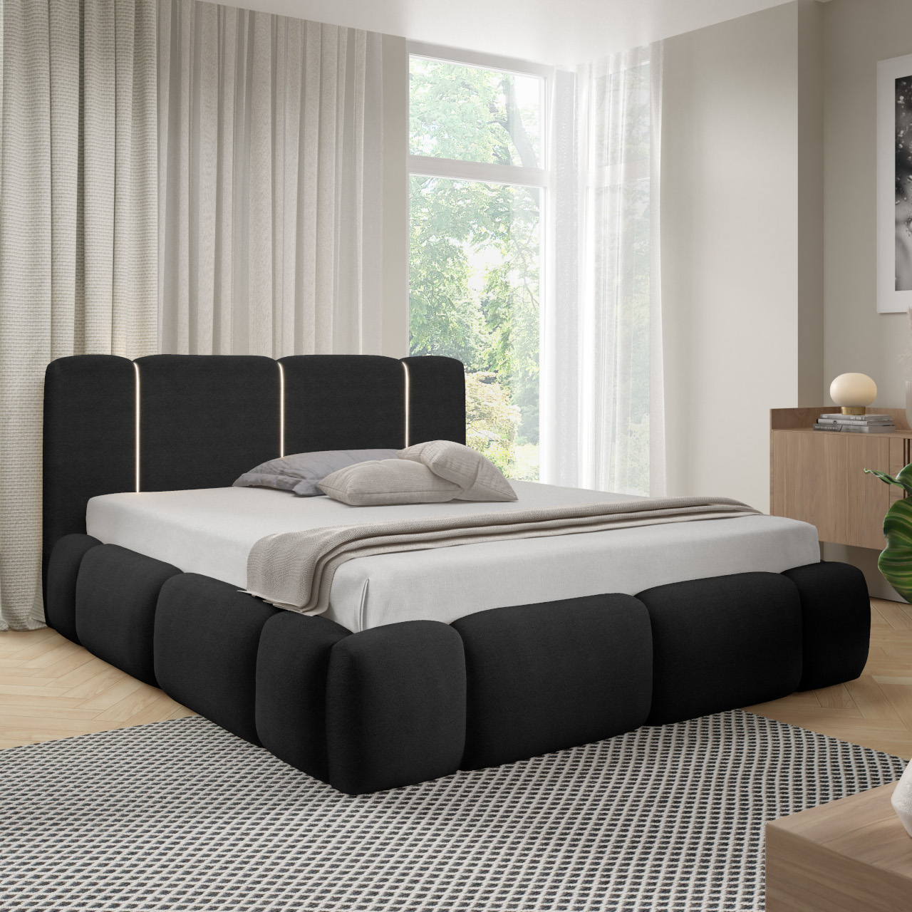 Łóżko tapicerowane z oświetleniem LED LEVAN 180x200 lambi 13 - obrazek 7