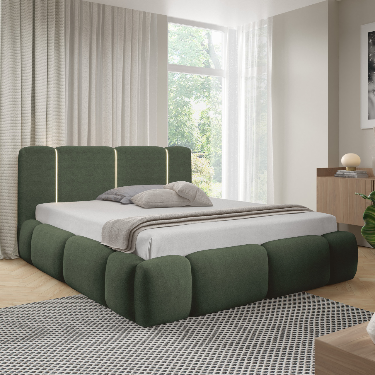 Łóżko tapicerowane z oświetleniem LED LEVAN 200x200 lambi 15 - obrazek 7