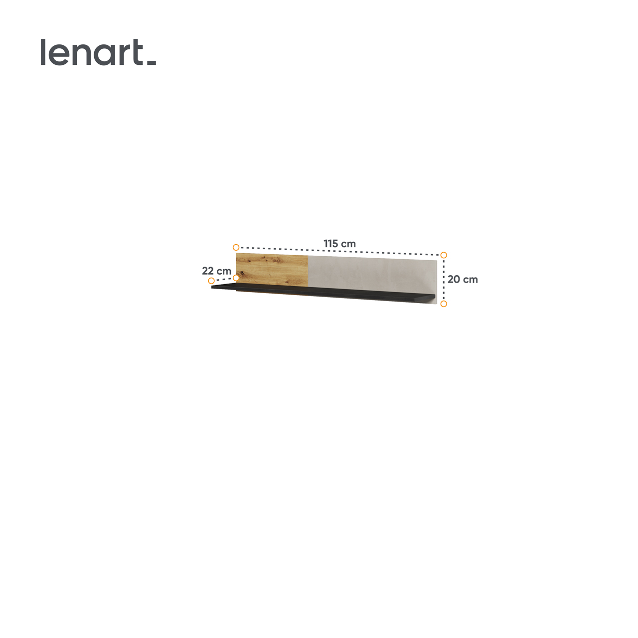 Półka wisząca dąb artisan/raw steel/silk flou QUBIC QB09 - obrazek 5