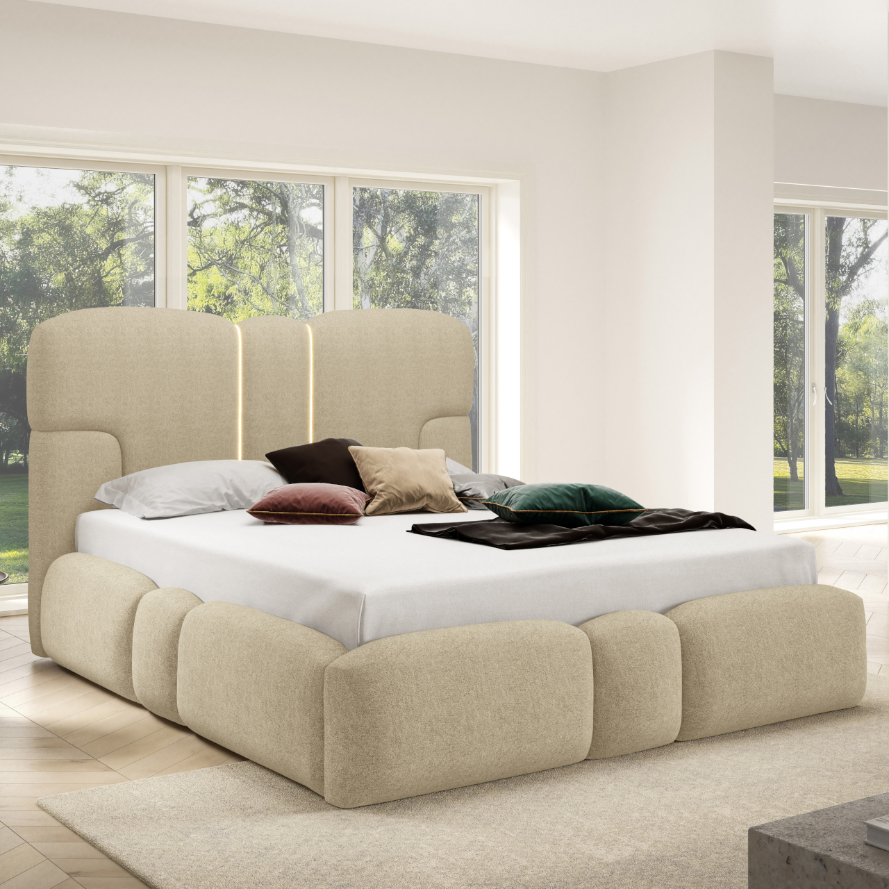 Łóżko tapicerowane z oświetleniem LED TAIKI 160x200 doha 03 - obrazek 7