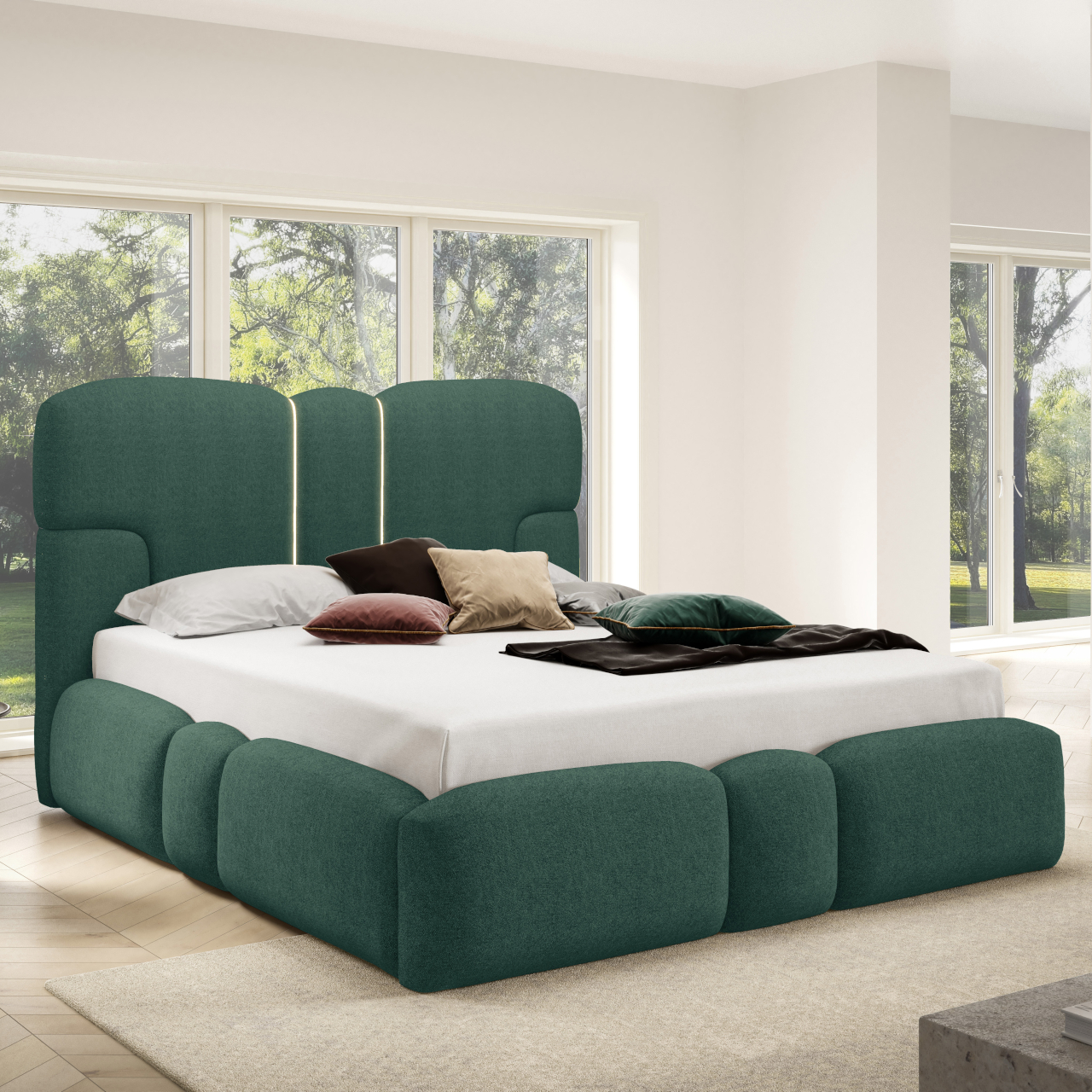 Łóżko tapicerowane z oświetleniem LED TAIKI 200x200 doha 10 - obrazek 7