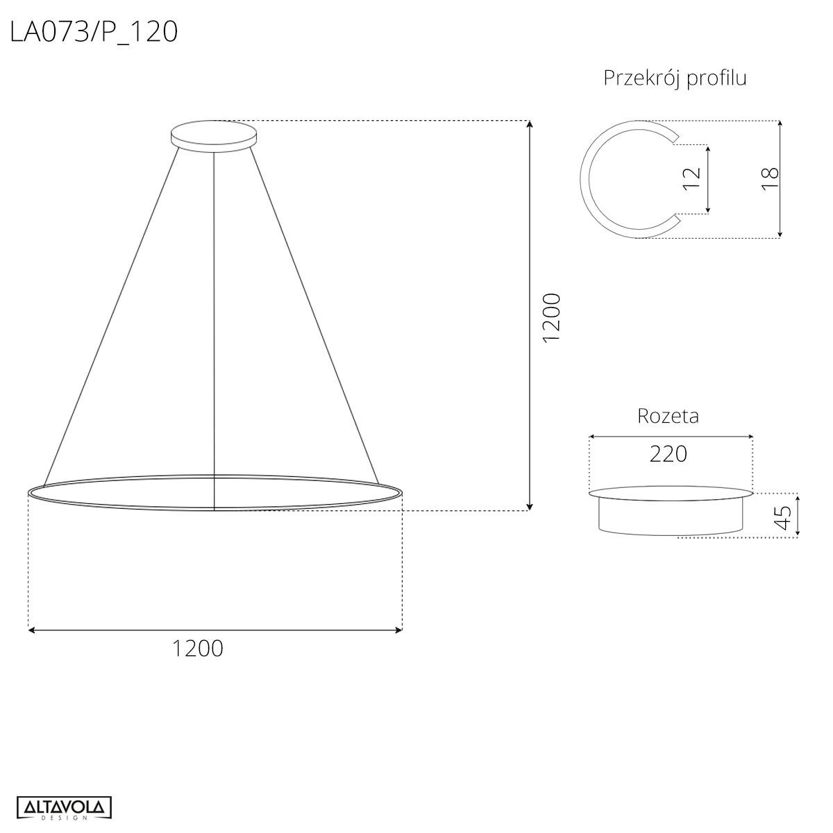Lampa wisząca Ledowe Okręgi No.1 120cm 3k czarna ściemnialna - obrazek 3