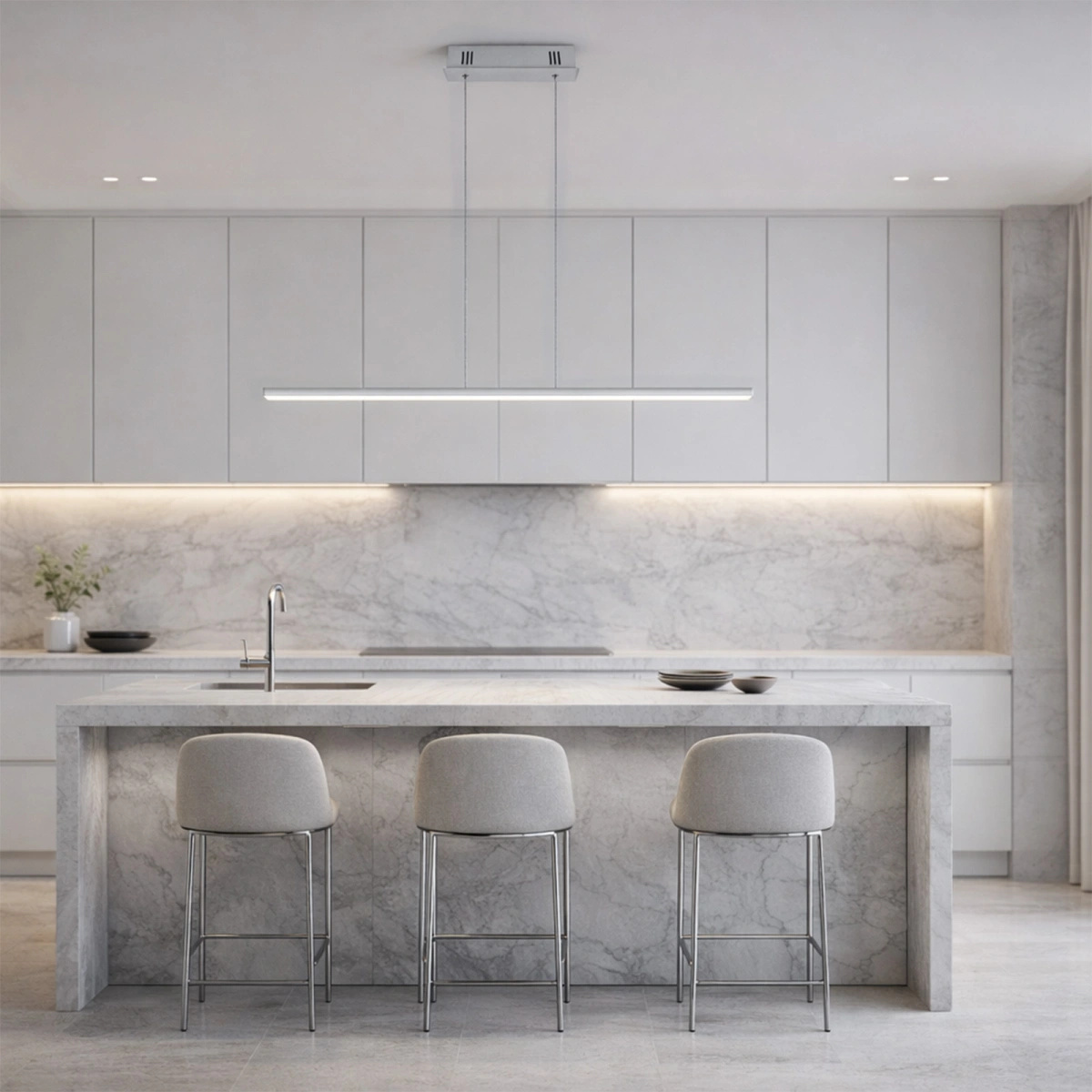 Lampa wisząca Linea No.1 100cm 4k srebrna - obrazek 4