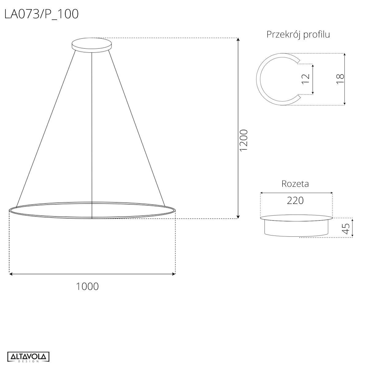 Lampa wisząca Ledowe Okręgi No.1 100cm 3k czarna Dali - obrazek 3
