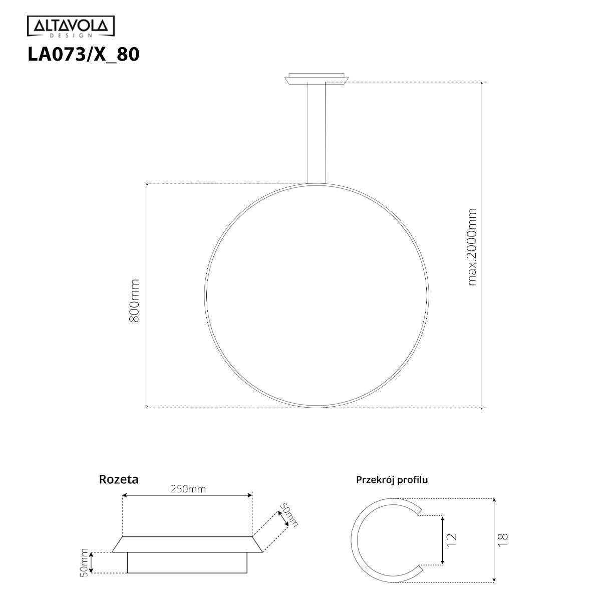 Lampa wisząca Ledowe Okręgi No.1 X 80cm 3k czarna Dali - obrazek 4