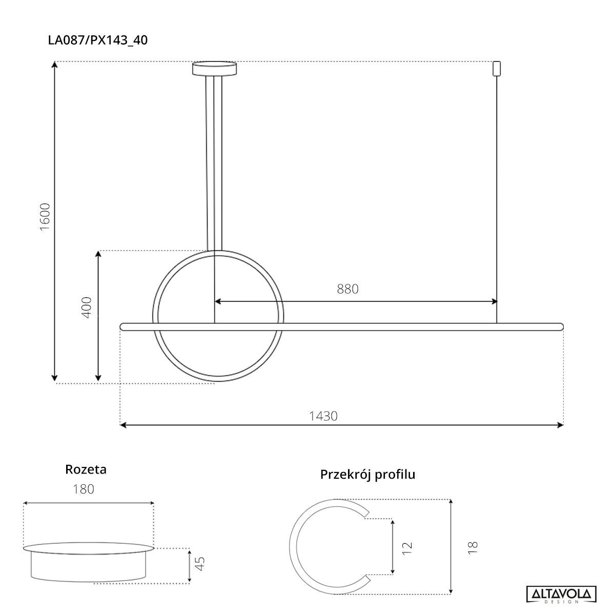 Lampa wisząca Linea No.2 40cm 4k miedziana Dali - obrazek 4