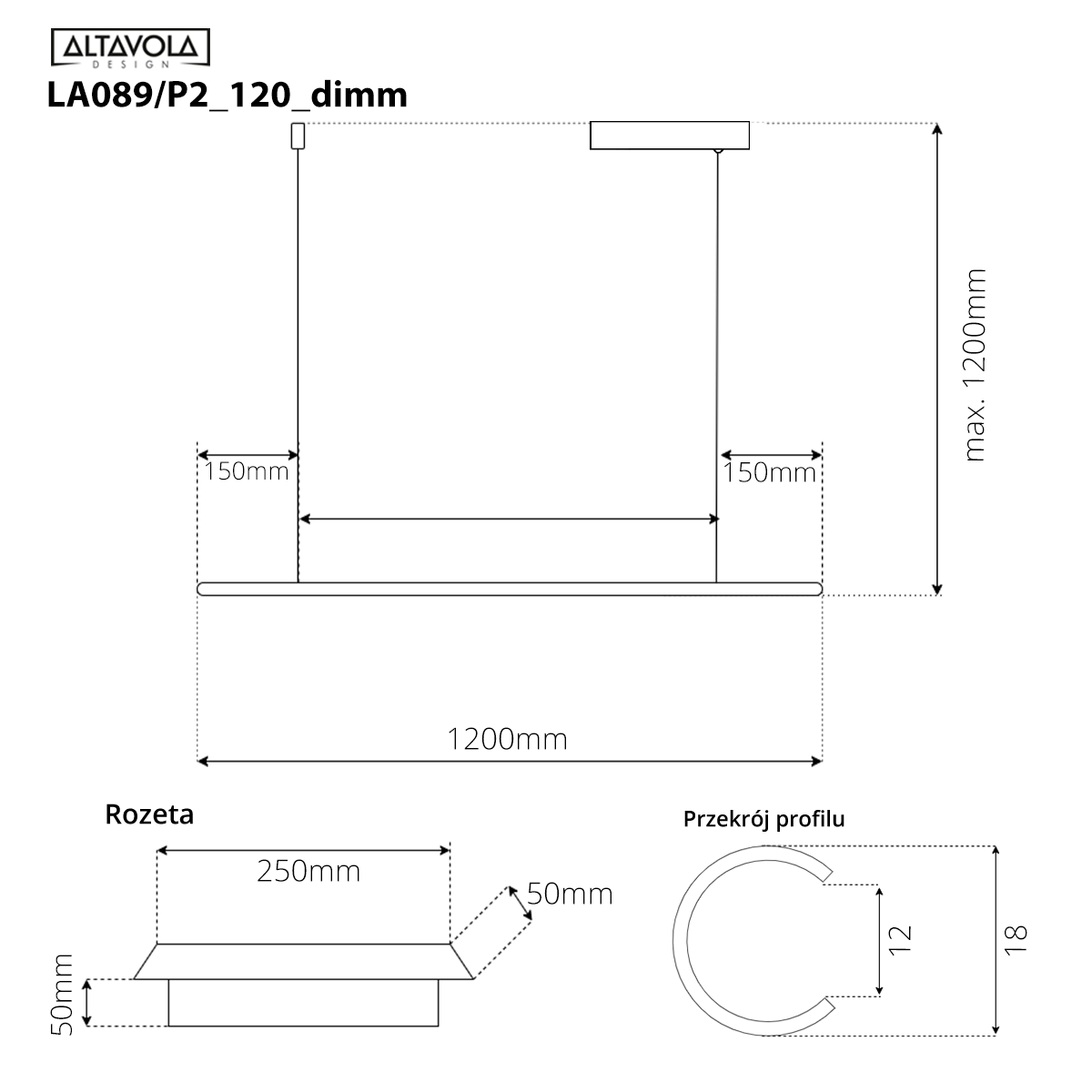 Lampa wisząca Linea No.1B 120cm 3k miedziana Dali - obrazek 6