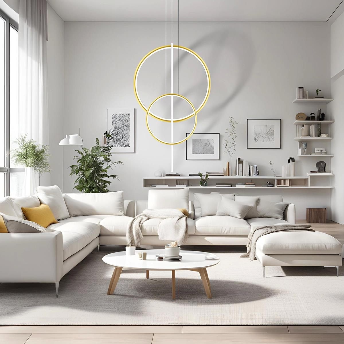 Lampa wisząca Linea No.5 60/40cm złoto-biała Dali3k - obrazek 6