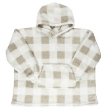 Bluza ocieplana długa/ snuddie w kratę beżowa/biała ( Rozmiar: uniwersalny )