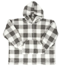 Bluza ocieplana długa/ snuddie w kratę szara/biała ( Rozmiar: uniwersalny )