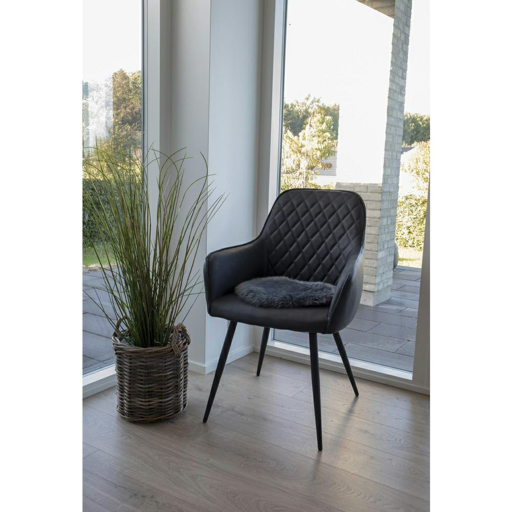 Okrągła poduszka na krzesło futerko jagnięce 35 cm szare do salonu House Nordic - obrazek 4