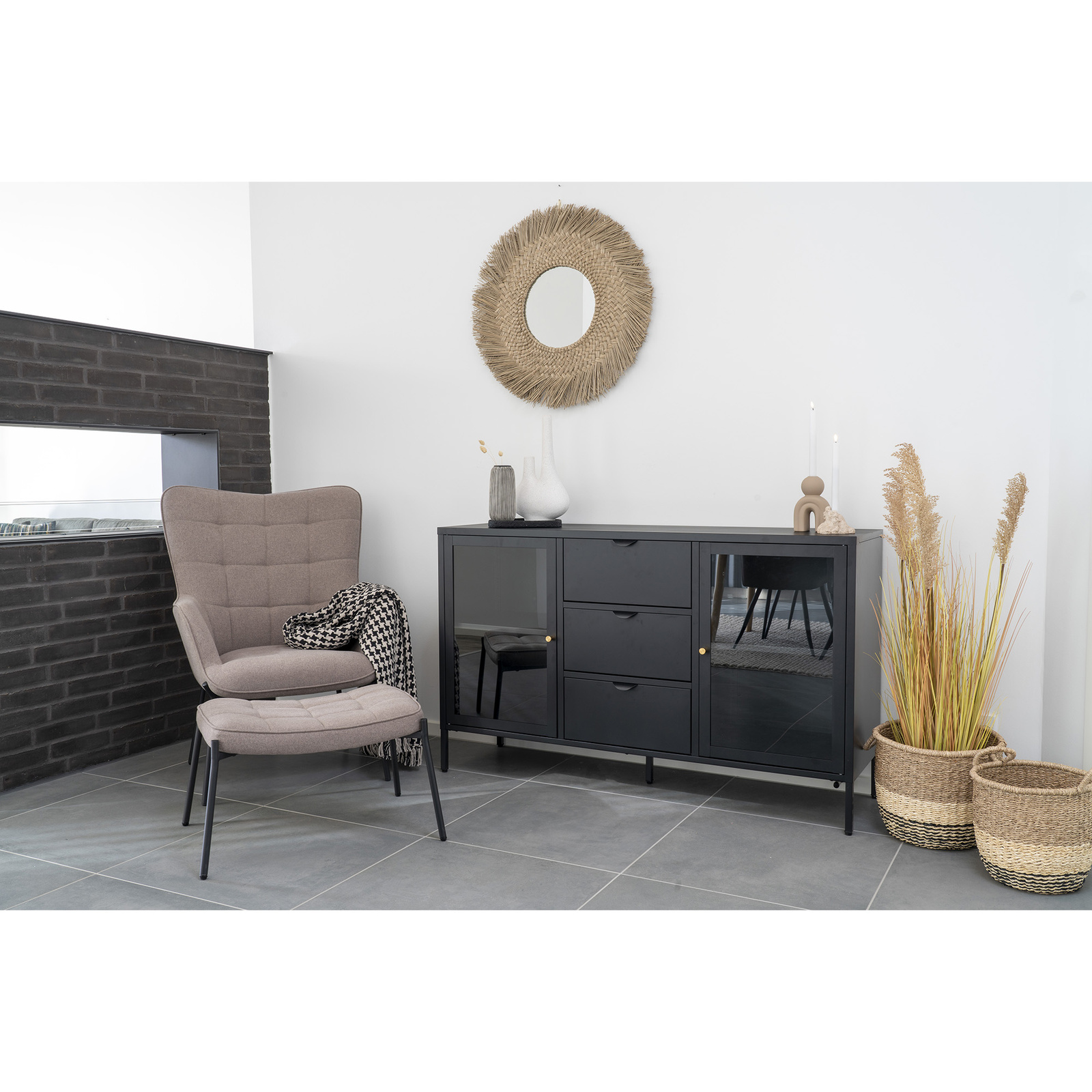 Pled Side bawełniany czarno‑biały 130x180 klasyczny do salonu - obrazek 4