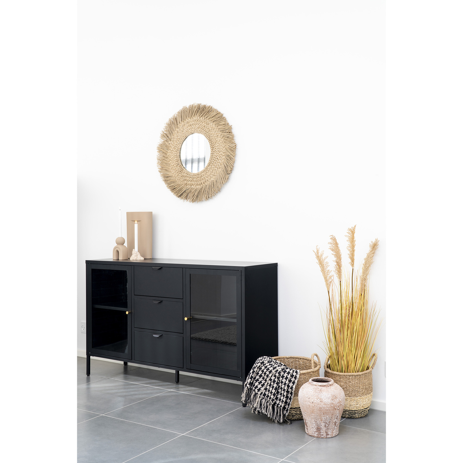 Pled Side bawełniany czarno‑biały 130x180 klasyczny do salonu - obrazek 5