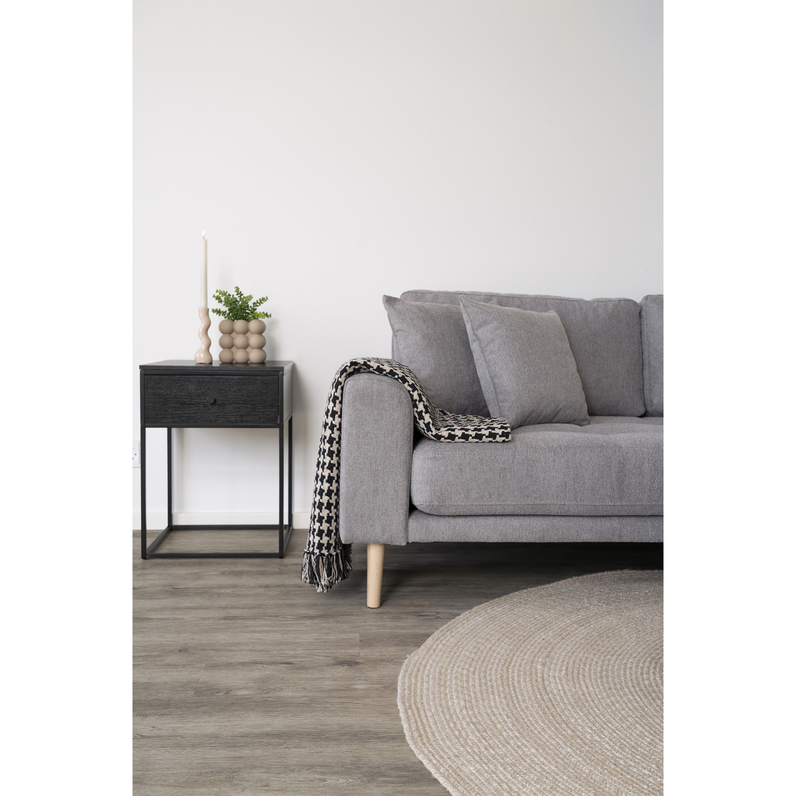 Pled Side bawełniany czarno‑biały 130x180 klasyczny do salonu - obrazek 7
