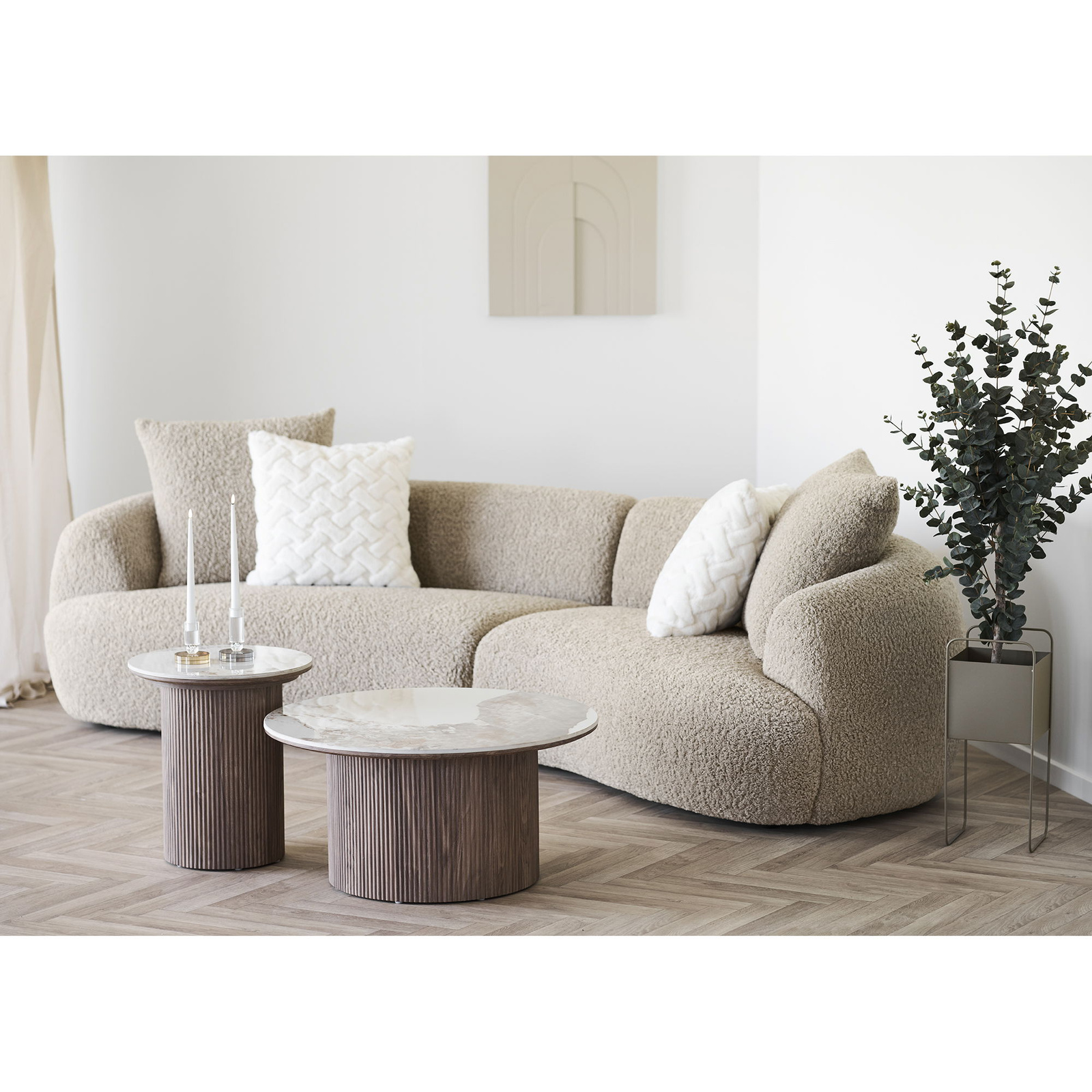 House Nordic szklany świecznik szaro‑biały nowoczesny do salonu 13 cm - obrazek 5