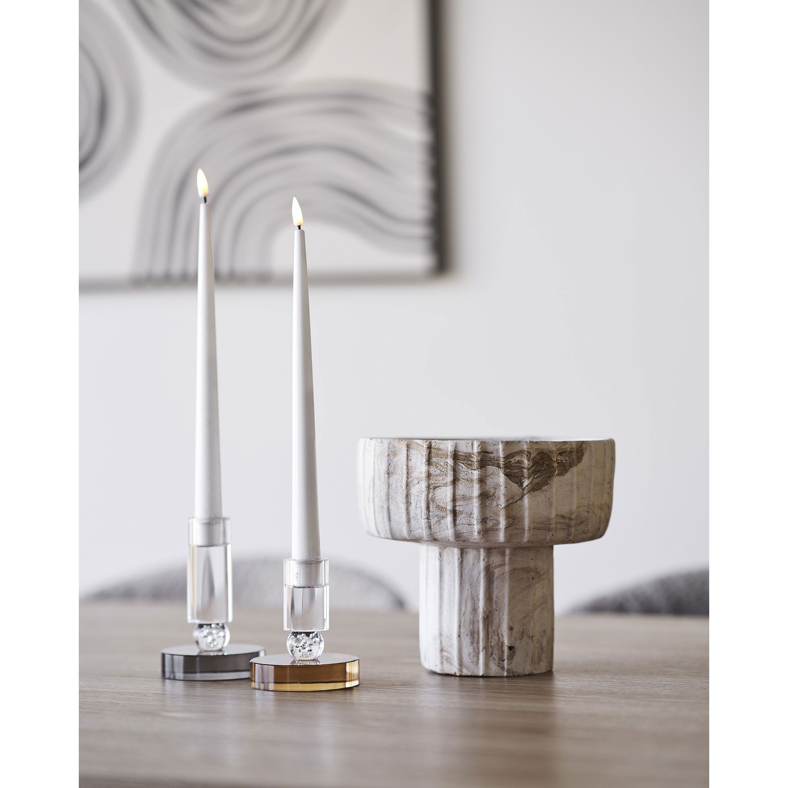 House Nordic szklany świecznik szaro‑biały nowoczesny do salonu 13 cm - obrazek 6